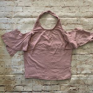 Cold shoulder halter crop top